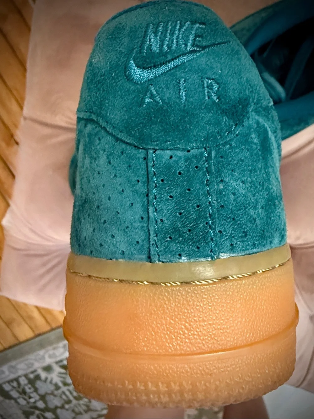 Nike AF1 Teal Suede Sneakers with Gum Sole